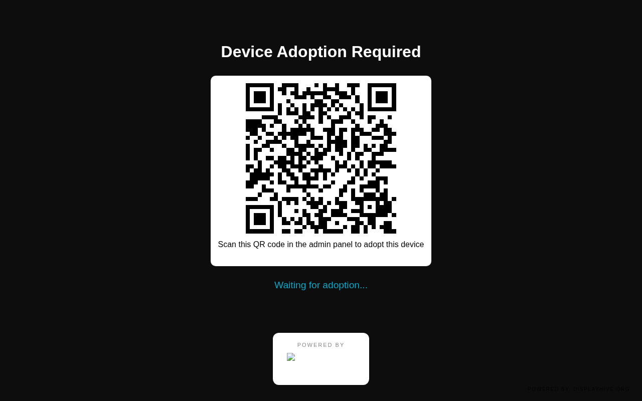 Device waiting for adoption, showing a QR code